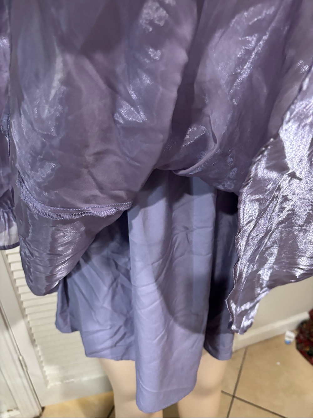 Lilac Sheer Organza Square-Neck Mini Dress - Picture 3 of 5